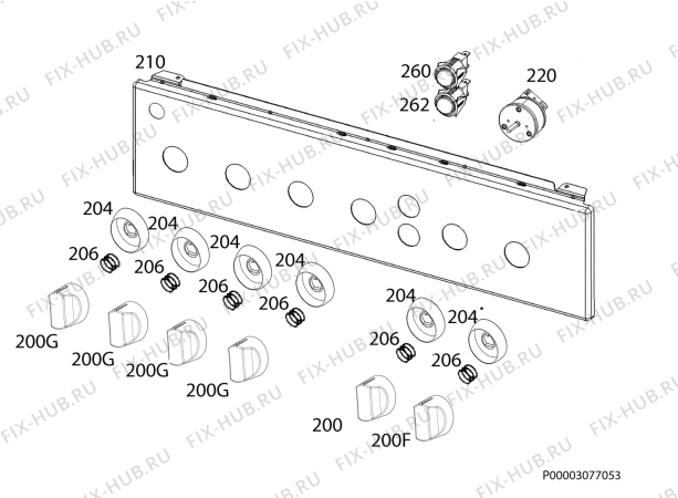 Взрыв-схема плиты (духовки) Zanussi ZCG51201WA - Схема узла Command panel 037